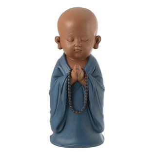 Statuette Moine Prière "grady" 32cm Bleu
