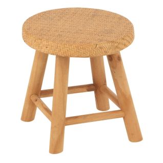 Tabouret Rond Cannage En Rotin "malinda" 29cm Naturel