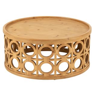 Table Basse Sculptée En Bois "charity" 80cm Naturel