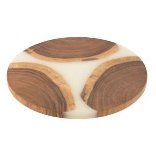 Planche à Découper Ronde En Bois "douglas" 41cm Naturel et Blanc