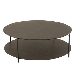 Table Basse Bois Avec Étagère Ouverte - 113x113x38 Cm - Marron Foncé