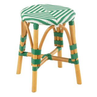 Tabouret En Rotin "danial" 44cm Vert Foncé