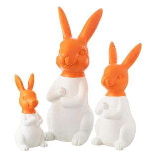 Lot De 3 Statues Lapin Extérieur "alfredo" 66cm Orange et Blanc
