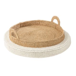 Plateau De Service Flottant "jonc De Mer" 75cm Naturel et Blanc