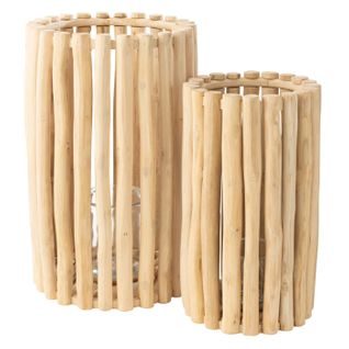 Lot De 2 Lanternes En Teck "myrtle" 60cm Naturel