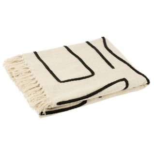 Plaid En Coton "courbes" 130x180cm Blanc