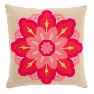 Coussin Déco En Coton "fleur" 45x45cm Rose