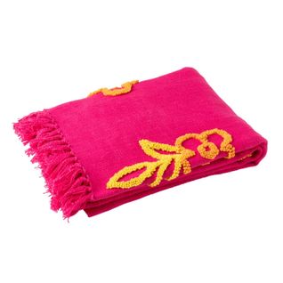 Plaid Fleur En Coton "levi" 130x180cm Rose