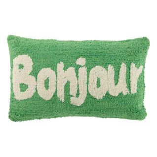 Coussin Déco Tufté Bonjour "polly" 30x50cm Vert