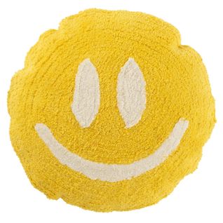 Coussin Déco Tufté Smiley "polly" 45cm Jaune