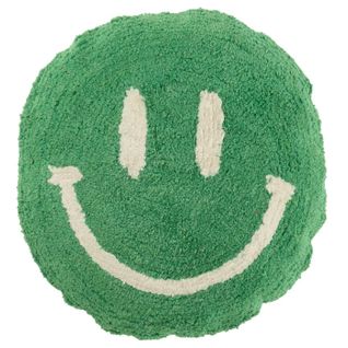 Coussin Déco Tufté Smiley "polly" 45cm Vert