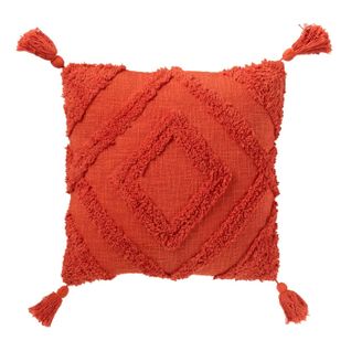 Coussin Déco Tufté "efren" 50x50cm Rouge Brique