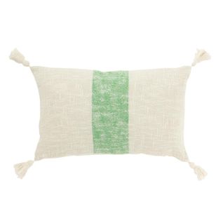Coussin Déco Ligne "polly" 30x50cm Blanc et Vert