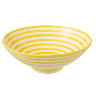 Saladier En Céramique "granada Rayure" 40cm Jaune