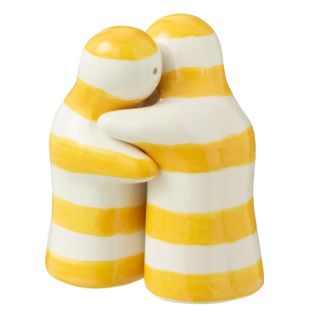 Salière et Poivrière En Céramique "granada Rayure" 8cm Jaune