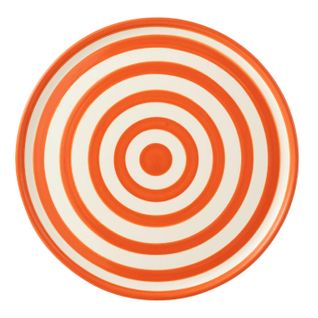 Assiette De Présentation En Céramique "granada Rayure" 34cm Orange