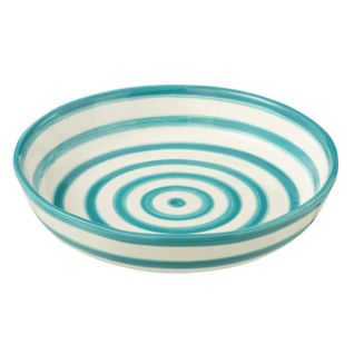Coupelle Basse En Céramique "granada Rayure" 25cm Bleu Aqua