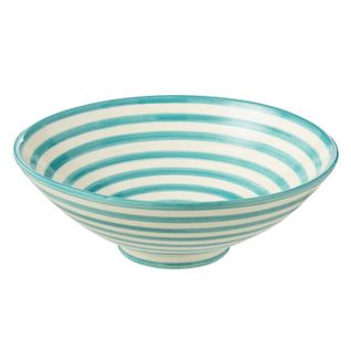 Saladier En Céramique "granada Rayure" 40cm Bleu Aqua