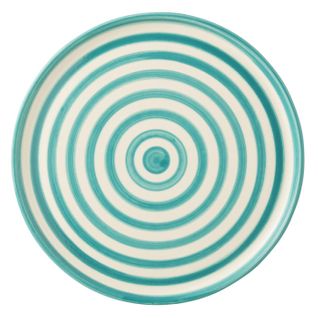 Assiette De Présentation En Céramique "granada Rayure" 34cm Bleu Aqua