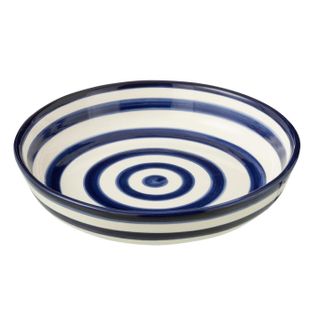 Coupelle Basse En Céramique "granada Rayure" 25cm Bleu Cobalt