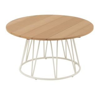 Table Basse Ronde - Effet Bois Et Fer - 80x80x40 Cm - Naturel