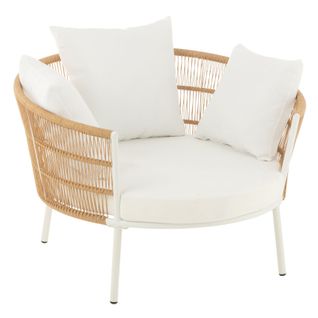 Fauteuil De Jardin En Rotin Et Metal - 109x118x79 Cm - Naturel