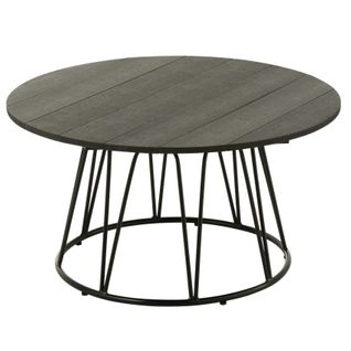 Table Basse Ronde - Effet Bois Et Fer - 80x80x40 Cm - Noir