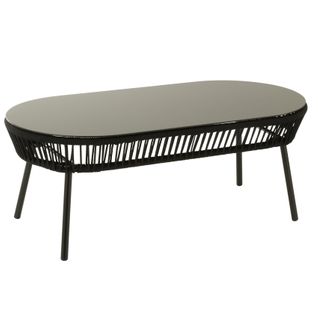 Table Basse D’extérieur En Fer - 58x116x43 Cm - Noir Brillant