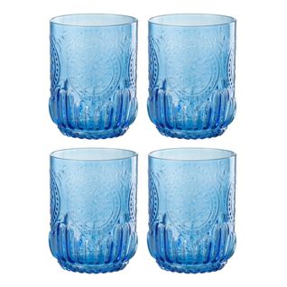 Lot De 4 Verres Design "maya" 32cl Bleu