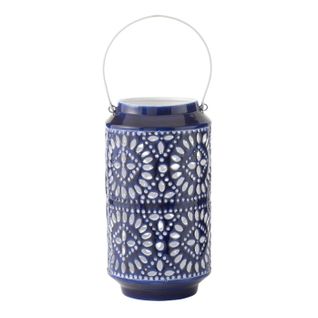 Lanterne Ajourée En Métal "nag" 33cm Bleu