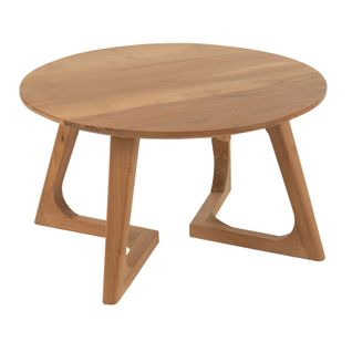 Table Basse Ronde Bois De Teck - 80x80x45 Cm - Naturel