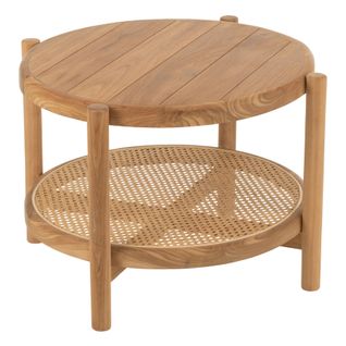 Table Basse Bois Double Plateau En Teck - 68x68x46 Cm - Naturel