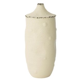 Vase Déco En Grès "bay" 40cm Blanc