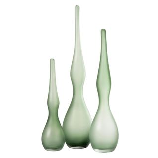 Lot De 3 Vases En Verre "yoko" 64cm Vert Menthe