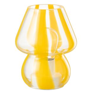 Lampe à Poser Rayures En Verre "ophelie" 15cm Jaune
