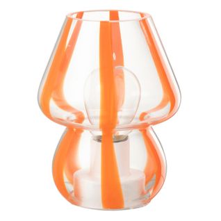 Lampe à Poser Rayures En Verre "ophelie" 15cm Orange