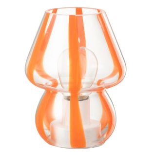 Lampe à Poser Rayures En Verre "ophelie" 19cm Orange