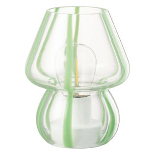 Lampe à Poser Rayures En Verre "ophelie" 15cm Vert