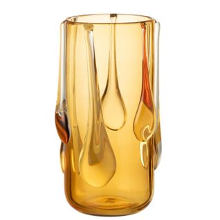 Vase Design En Verre "drippy" 33cm Ambre