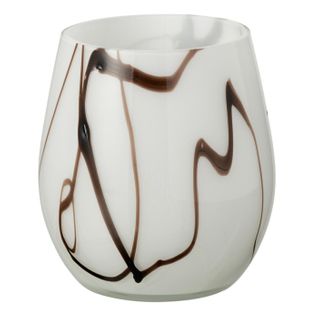 Photophore En Verre "effet Fumé" 14cm Blanc