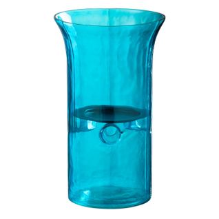 Photophore Étroit En Verre "tarifa" 26cm Bleu Azur