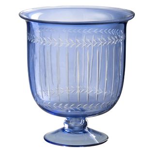 Photophore Sur Pied En Verre "tarifa" 24cm Bleu