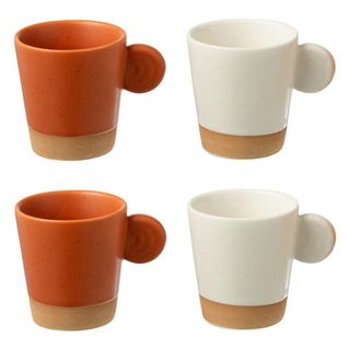 Lot De 4 Tasses à Café "avery" 7,5cl Orange et Blanc