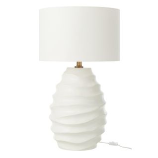 Lampe à Poser En Céramique "vague" 68cm Blanc