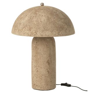 Lampe à Poser Forme Champignon En Papier Mâché - 37x36x50 Cm - Beige Foncé