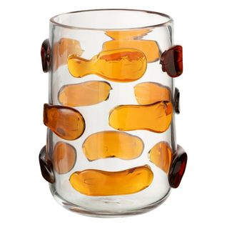 Vase Design En Verre "pebbles" 23cm Ambre