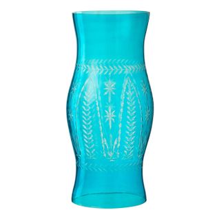 Photophore En Verre "tarifa" 50cm Bleu Azur