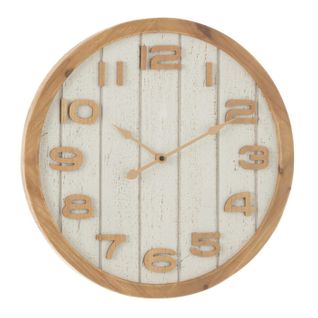 Horloge Murale En Bois "beatriz" 40cm Blanc et Naturel