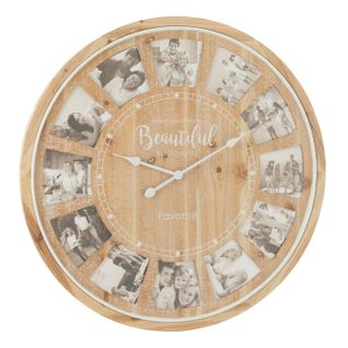 Horloge Murale 12 Photos "beautiful" 80cm Naturel