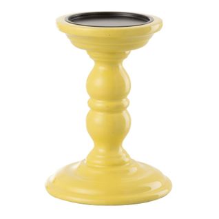 Bougeoir Haltère En Bois "waldo" 17cm Jaune